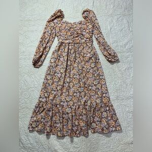 New Band of the Free Boho Blue‎ Brown Floral Dress Size Medium